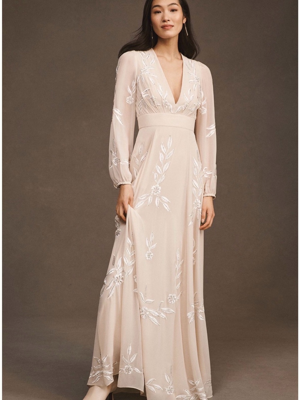 BHLDN Belize Embroidered V-Neck Vintage Boho Formal Dress | Wedding Dress